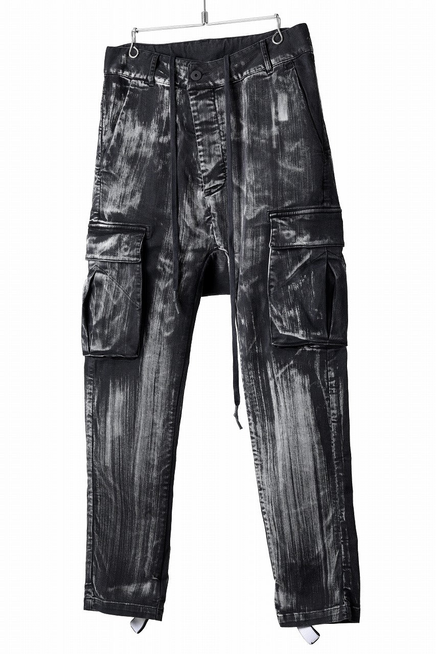 11 BY BORIS BIDJAN SABERI CARGO POCKET PANTS / OBJECT DYED & USED EFFECT "P21B-F1481" (BLACK)