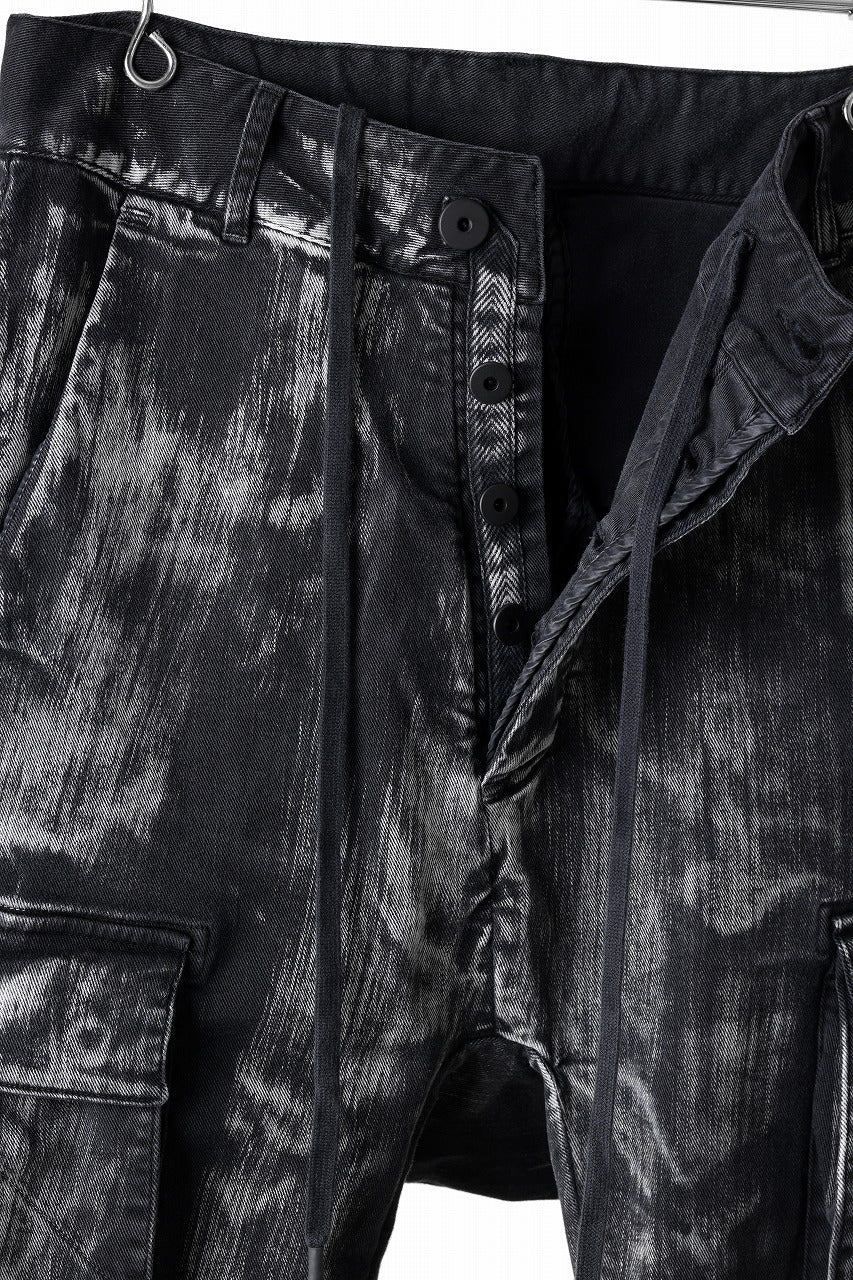 11 BY BORIS BIDJAN SABERI CARGO POCKET PANTS / OBJECT DYED & USED EFFECT "P21B-F1481" (BLACK)