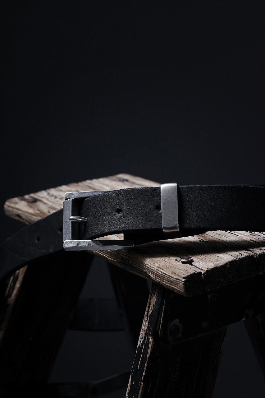 Load image into Gallery viewer, ISAMU KATAYAMA BACKLASH PIN-BELT 35mm / OBJECT DYED DOUBLE SHOULDER LEATHER (BLACK)