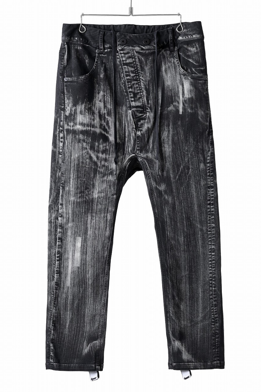 11 BY BORIS BIDJAN SABERI LOW CROTCH BAGGY PANTS / OBJECT DYED & USED EFFECT "P4C-F1481" (BLACK)