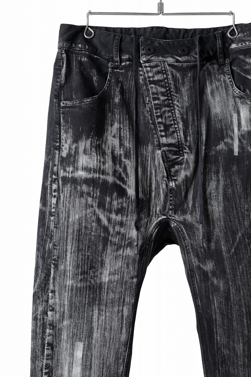 11 BY BORIS BIDJAN SABERI LOW CROTCH BAGGY PANTS / OBJECT DYED & USED EFFECT "P4C-F1481" (BLACK)