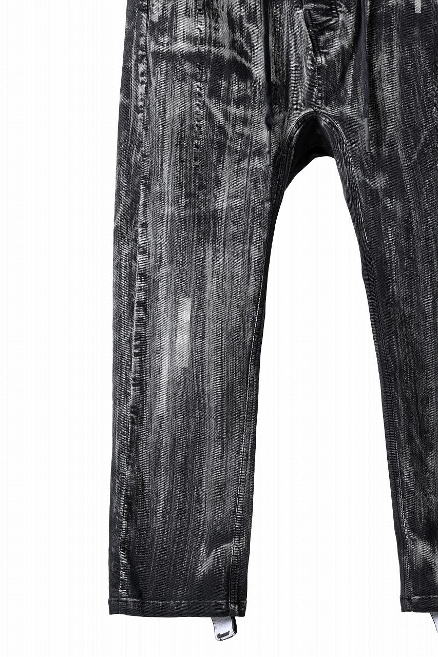 11 BY BORIS BIDJAN SABERI LOW CROTCH BAGGY PANTS / OBJECT DYED & USED EFFECT "P4C-F1481" (BLACK)