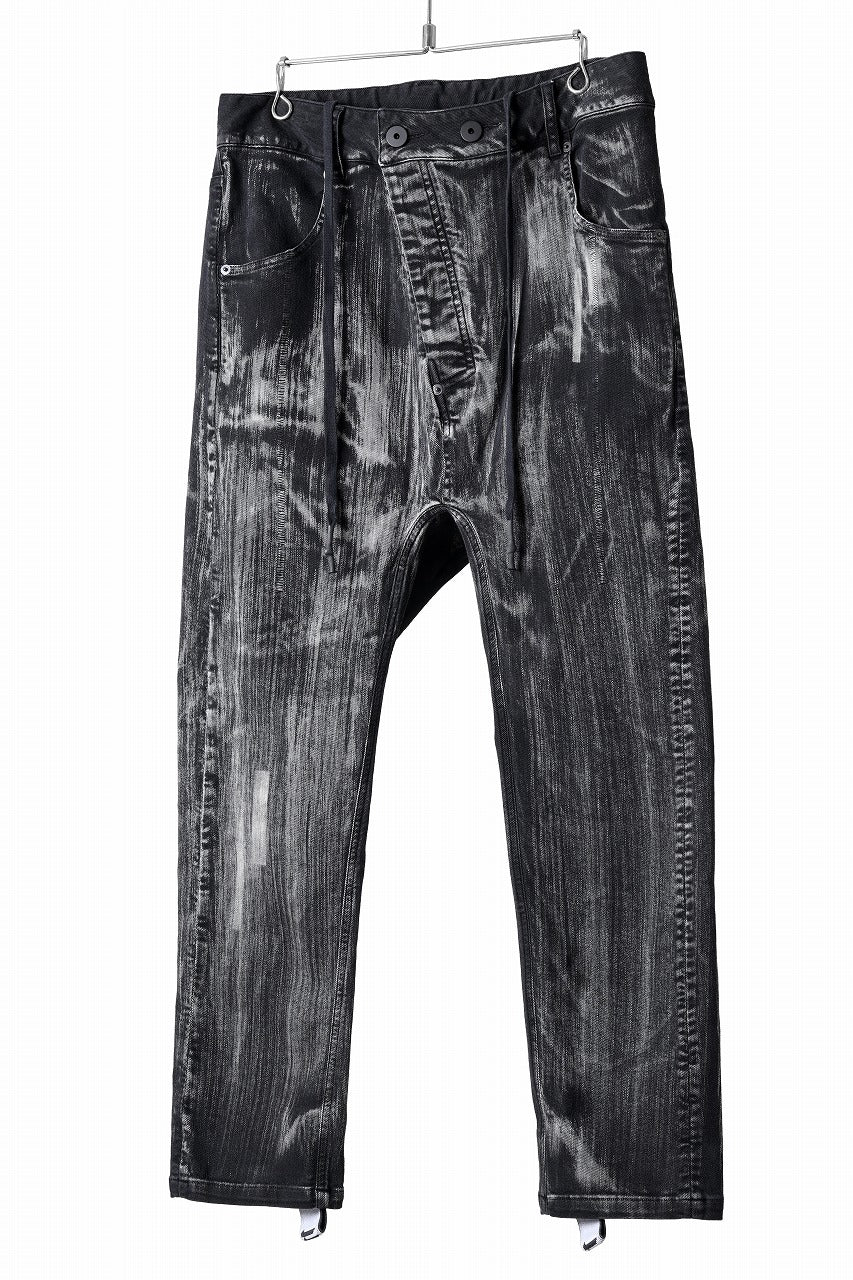 11 BY BORIS BIDJAN SABERI LOW CROTCH BAGGY PANTS / OBJECT DYED & USED EFFECT "P4C-F1481" (BLACK)