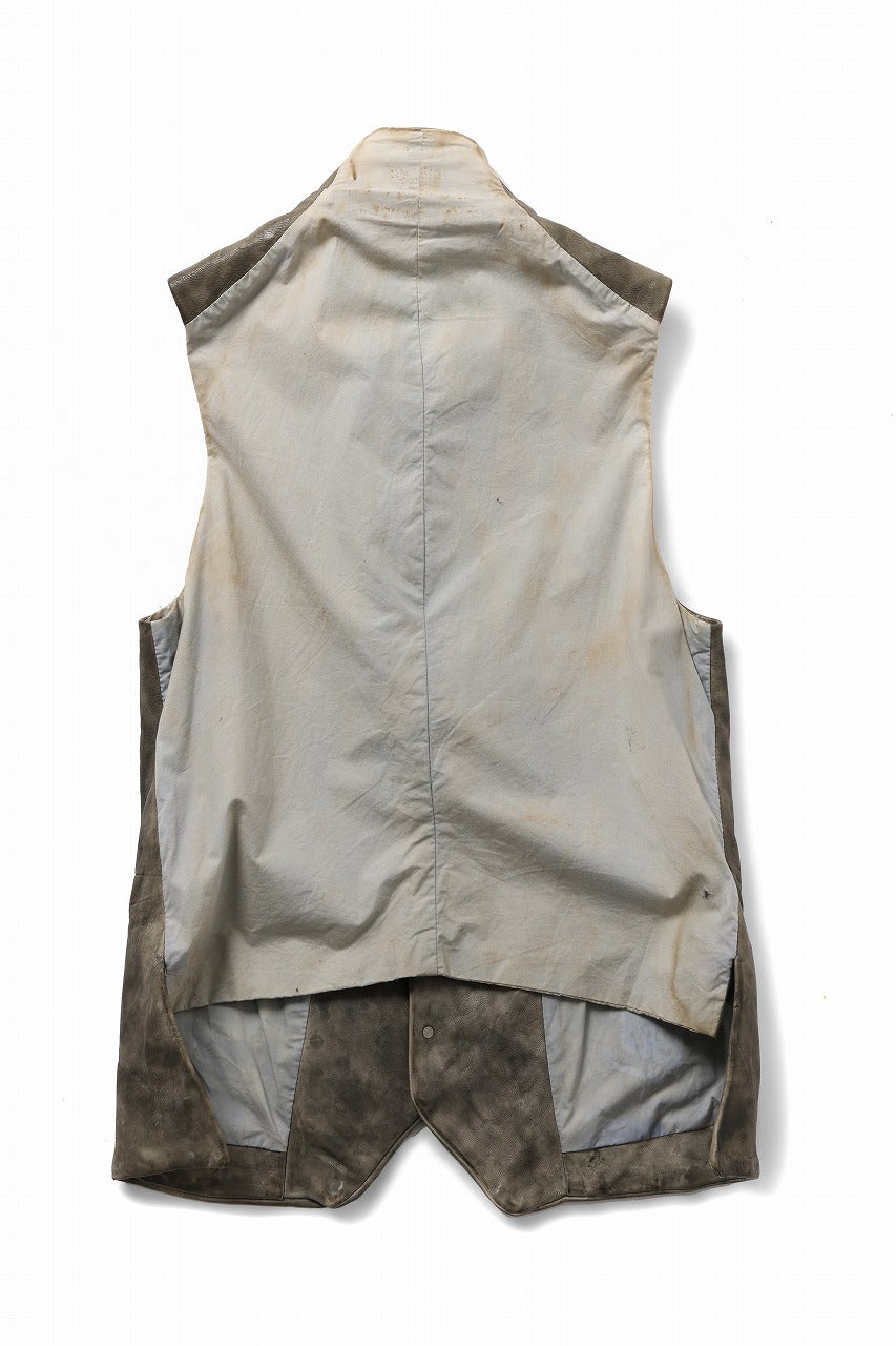 ierib Leather Vest / Hand Dyed Baby Calf (GREY)