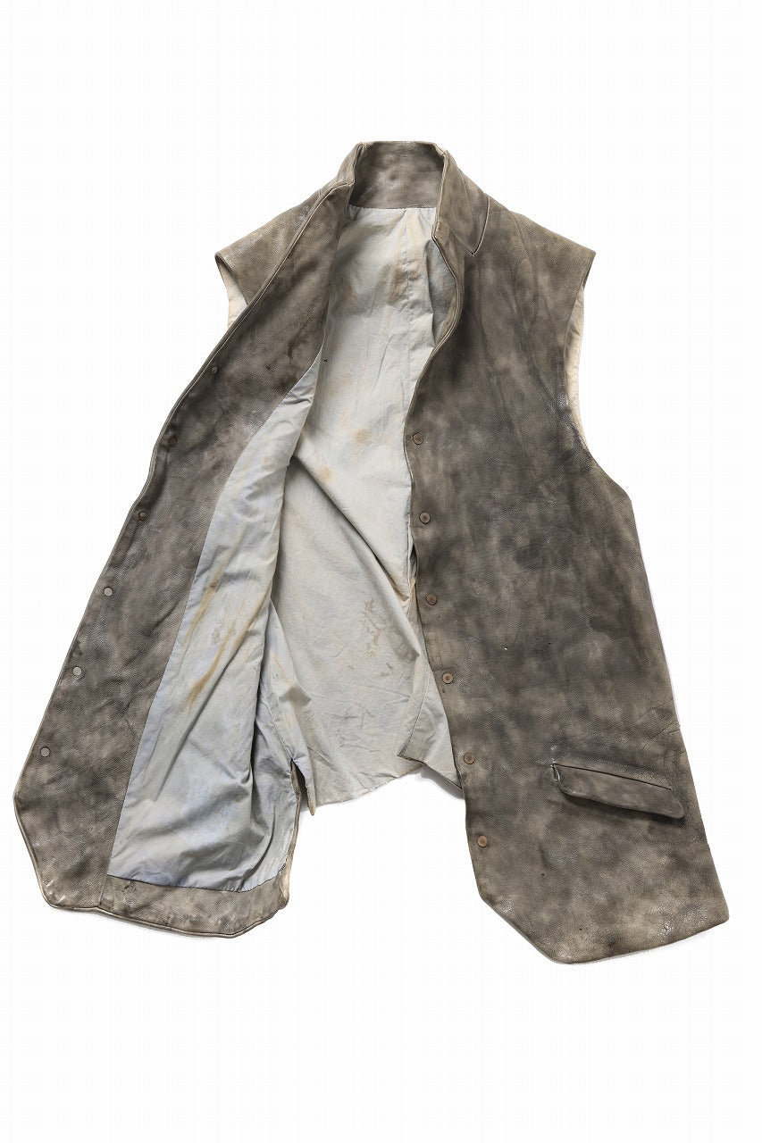 ierib Leather Vest / Hand Dyed Baby Calf (GREY)