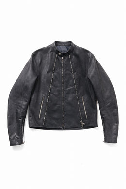 ierib Detachable Front Panel Jacket / Shiny Horse Leather (BLACK)