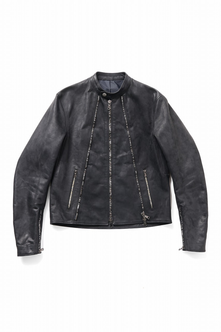 ierib Detachable Front Panel Jacket / Shiny Horse Leather (BLACK)