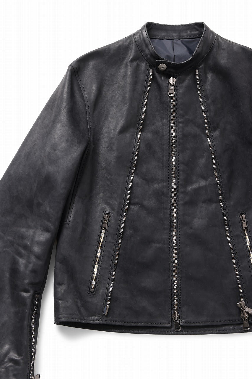 ierib Detachable Front Panel Jacket / Shiny Horse Leather (BLACK)