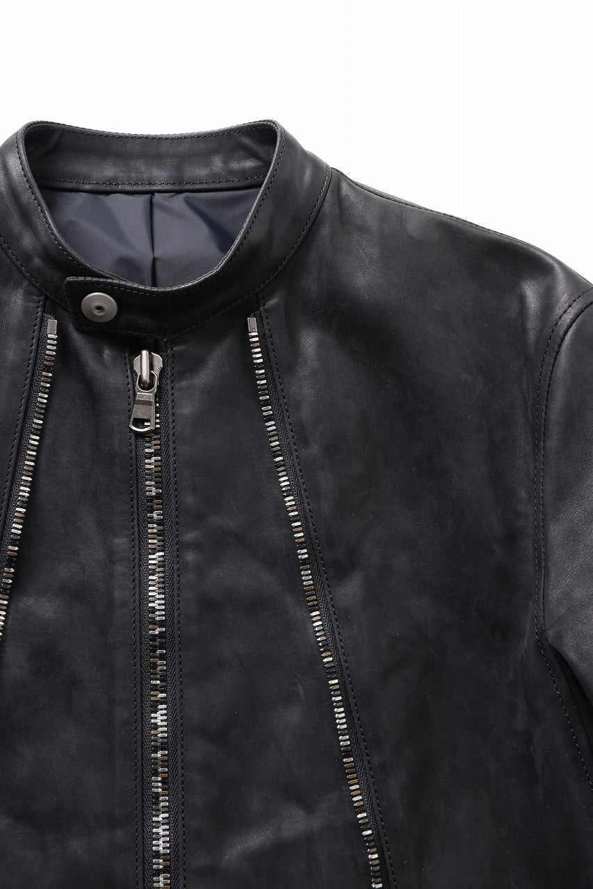 ierib Detachable Front Panel Jacket / Shiny Horse Leather (BLACK)