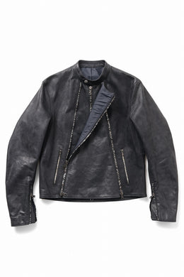 ierib Detachable Front Panel Jacket / Shiny Horse Leather (BLACK)