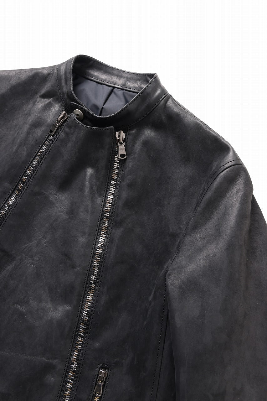 ierib Detachable Front Panel Jacket / Shiny Horse Leather (BLACK)