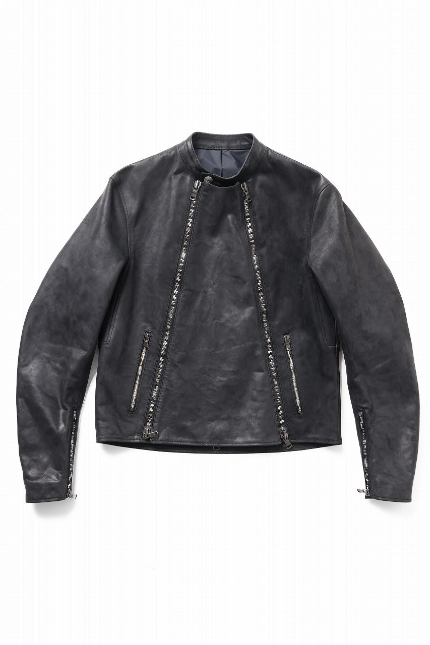 ierib Detachable Front Panel Jacket / Shiny Horse Leather (BLACK)