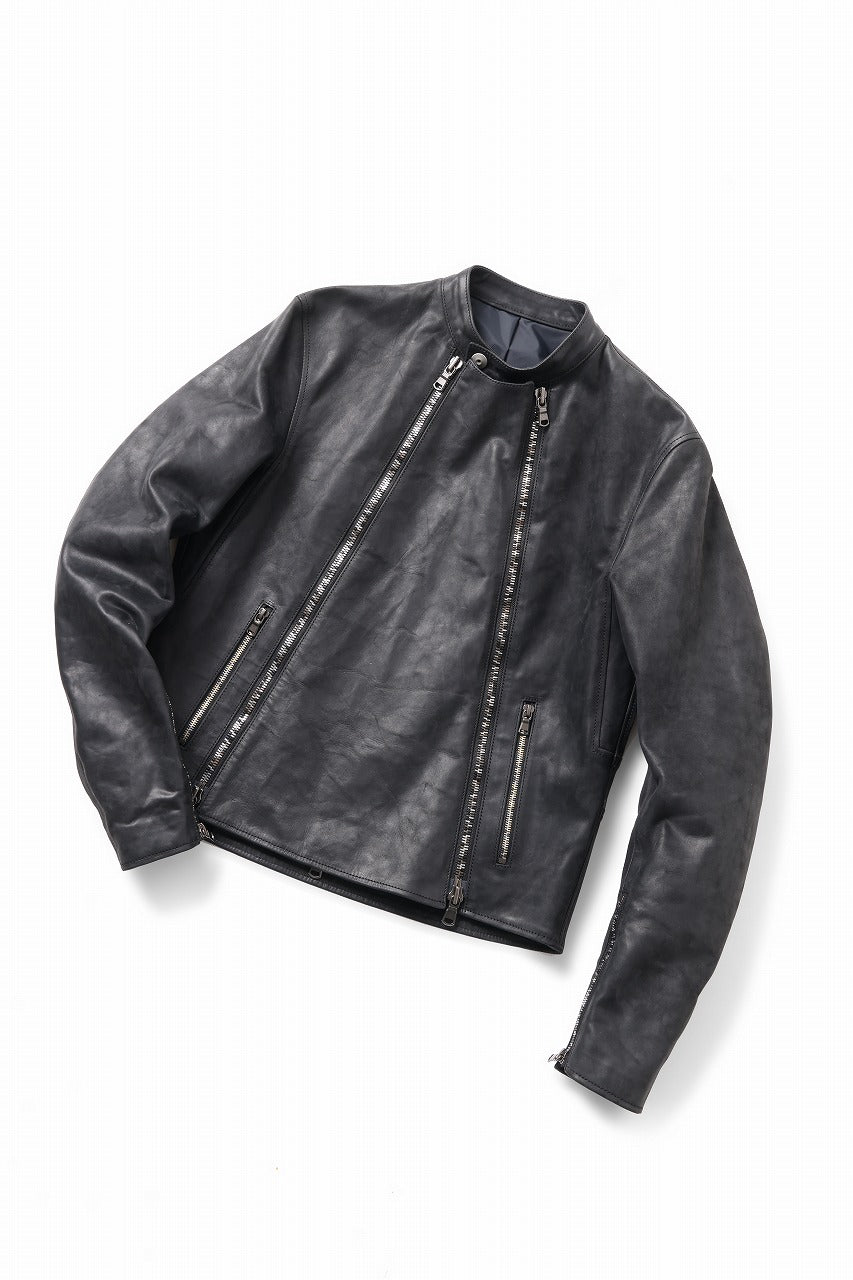 ierib Detachable Front Panel Jacket / Shiny Horse Leather (BLACK)