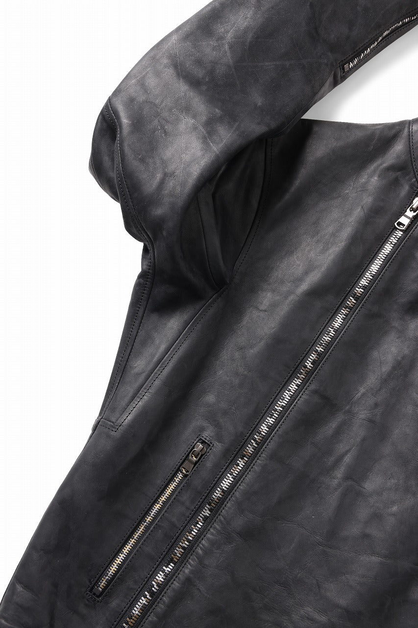 画像をギャラリービューアに読み込む, ierib Detachable Front Panel Jacket / Shiny Horse Leather (BLACK)