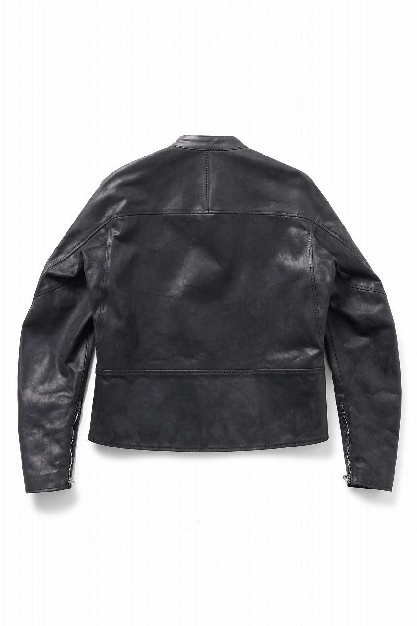 ierib Detachable Front Panel Jacket / Shiny Horse Leather (BLACK)