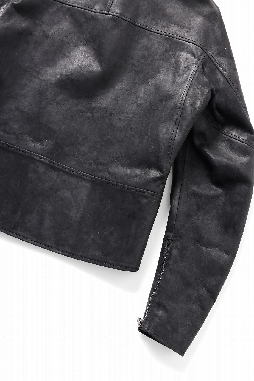 ierib Detachable Front Panel Jacket / Shiny Horse Leather (BLACK)