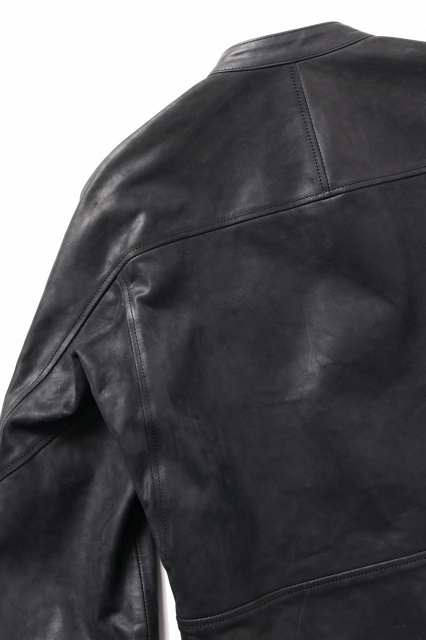 ierib Detachable Front Panel Jacket / Shiny Horse Leather (BLACK)