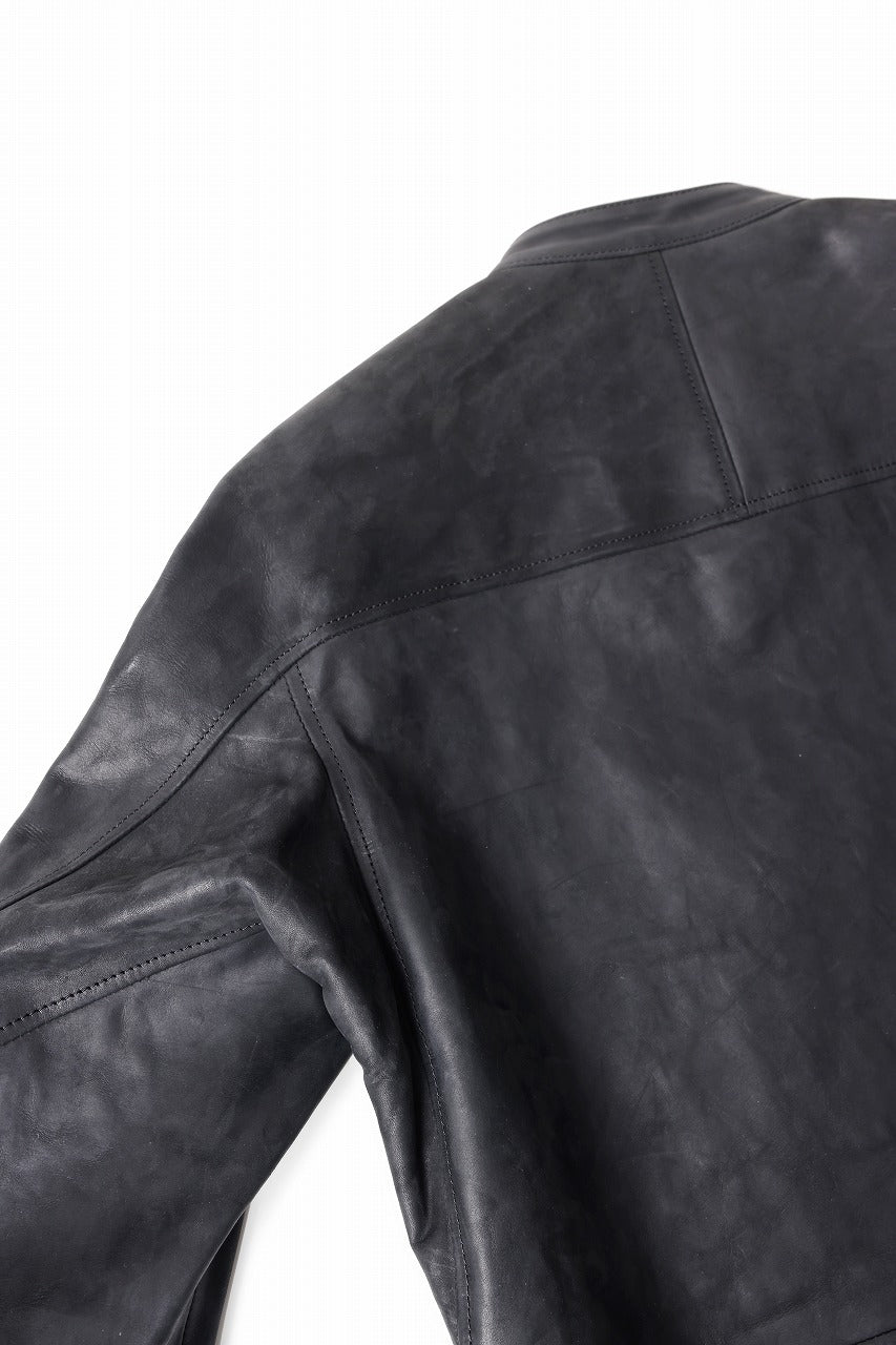 ierib Detachable Front Panel Jacket / Shiny Horse Leather (BLACK)