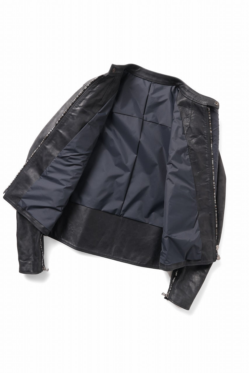 ierib Detachable Front Panel Jacket / Shiny Horse Leather (BLACK)