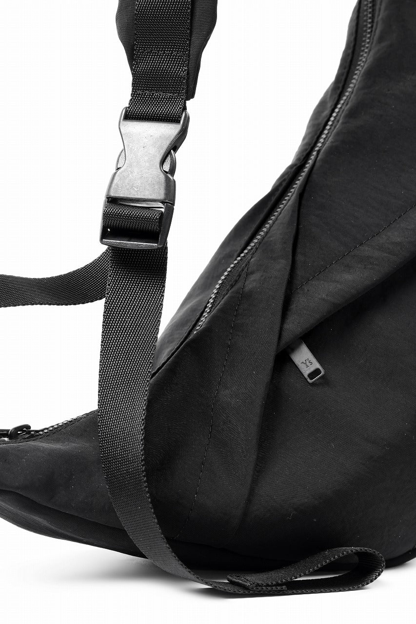 Y's 3 POCKETS SHOULDER BAG / NY WASHER TWILL (BLACK)