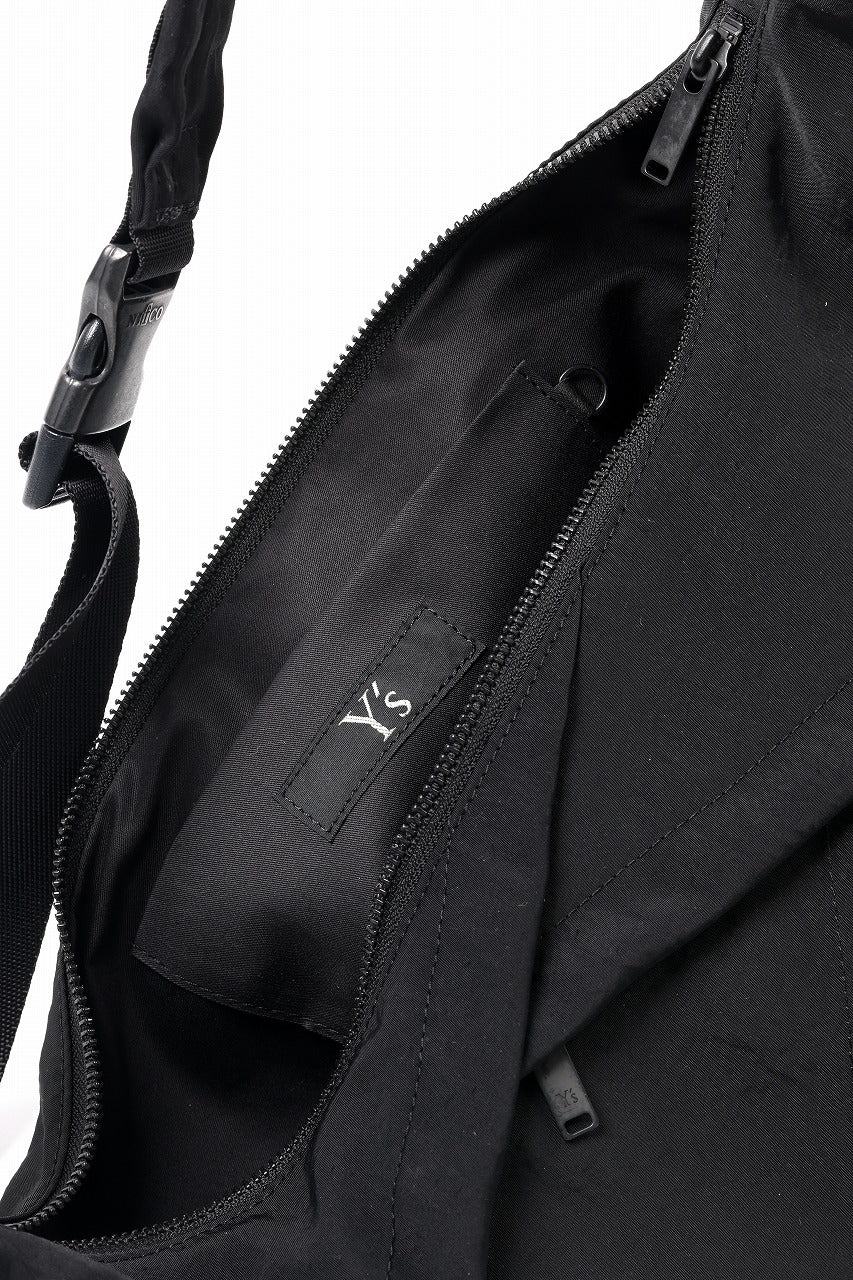 Y's 3 POCKETS SHOULDER BAG / NY WASHER TWILL (BLACK)