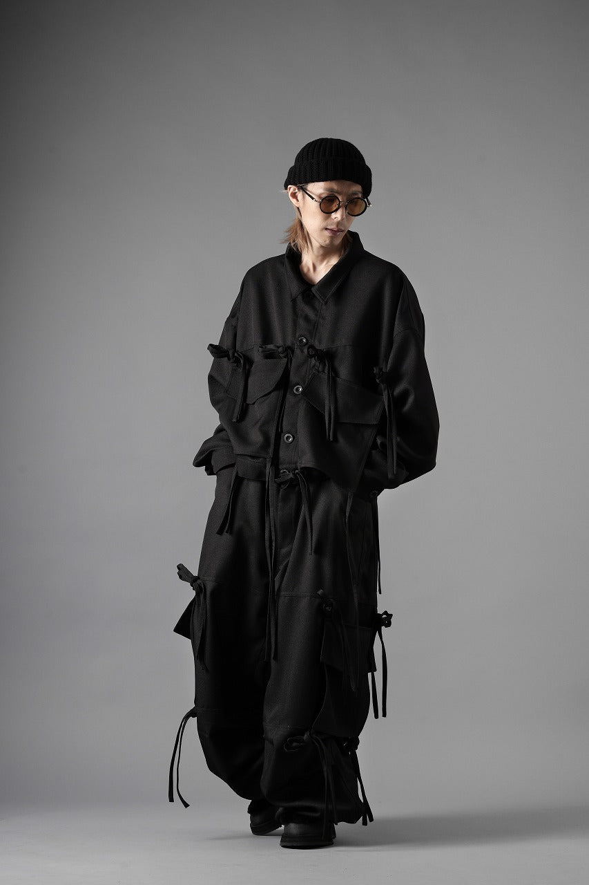 A.F ARTEFACT KNOTTING DETAIL TWILL VOLUME PANTS (BLACK)