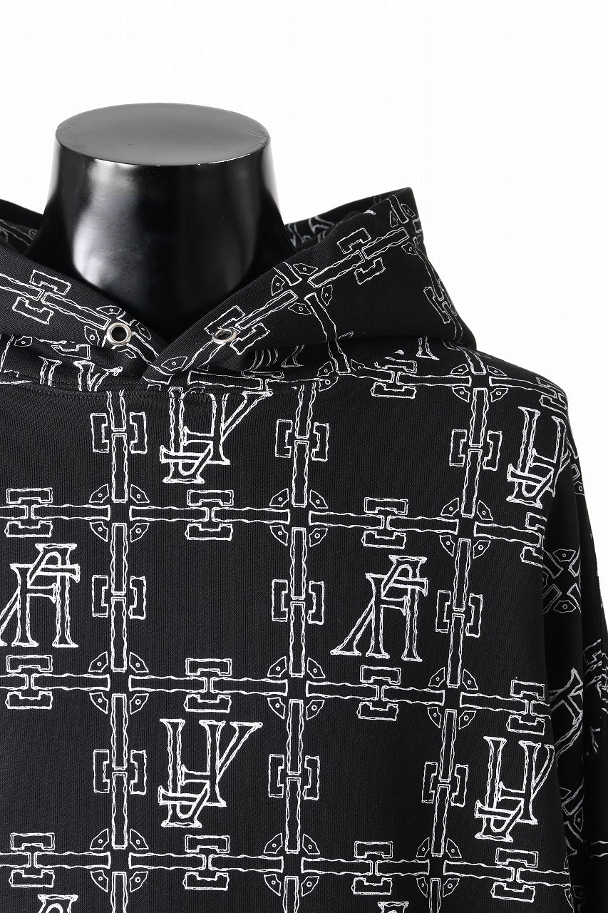 A.F ARTEFACT MONOGRAM PATTERN SWEAT HOODIE (BLACK x WHITE)