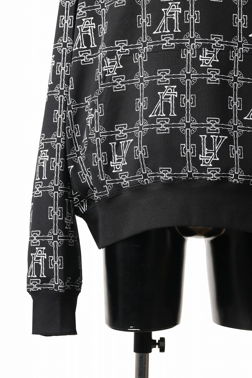 A.F ARTEFACT MONOGRAM PATTERN SWEAT HOODIE (BLACK x WHITE)