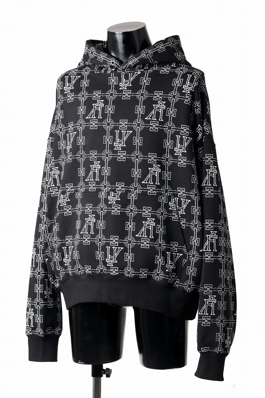 A.F ARTEFACT MONOGRAM PATTERN SWEAT HOODIE (BLACK x WHITE)