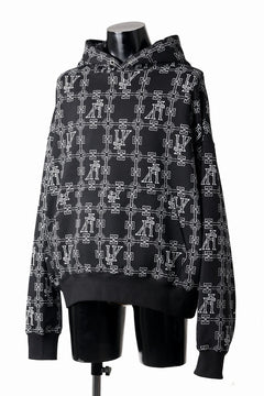 画像をギャラリービューアに読み込む, A.F ARTEFACT MONOGRAM PATTERN SWEAT HOODIE (BLACK x WHITE)