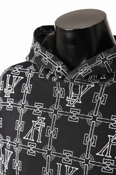 画像をギャラリービューアに読み込む, A.F ARTEFACT MONOGRAM PATTERN SWEAT HOODIE (BLACK x WHITE)