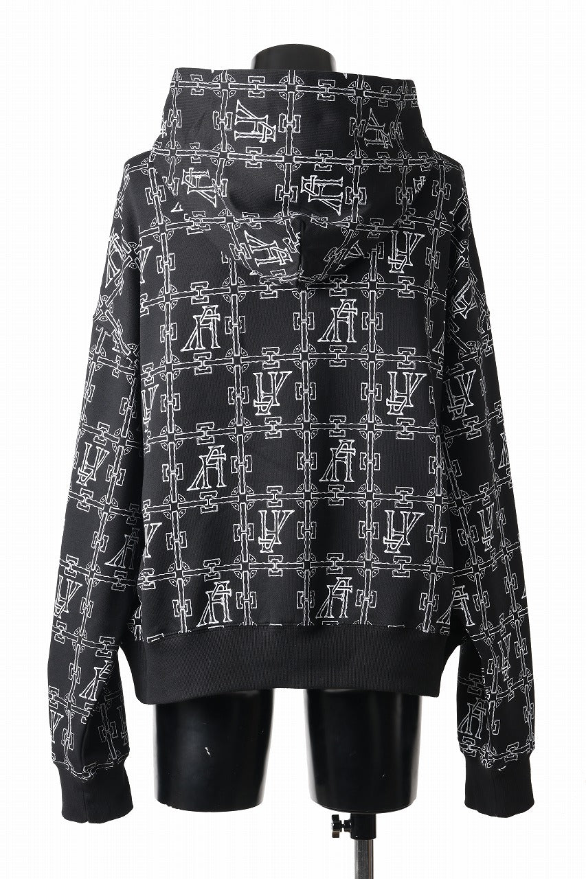 A.F ARTEFACT MONOGRAM PATTERN SWEAT HOODIE (BLACK x WHITE)