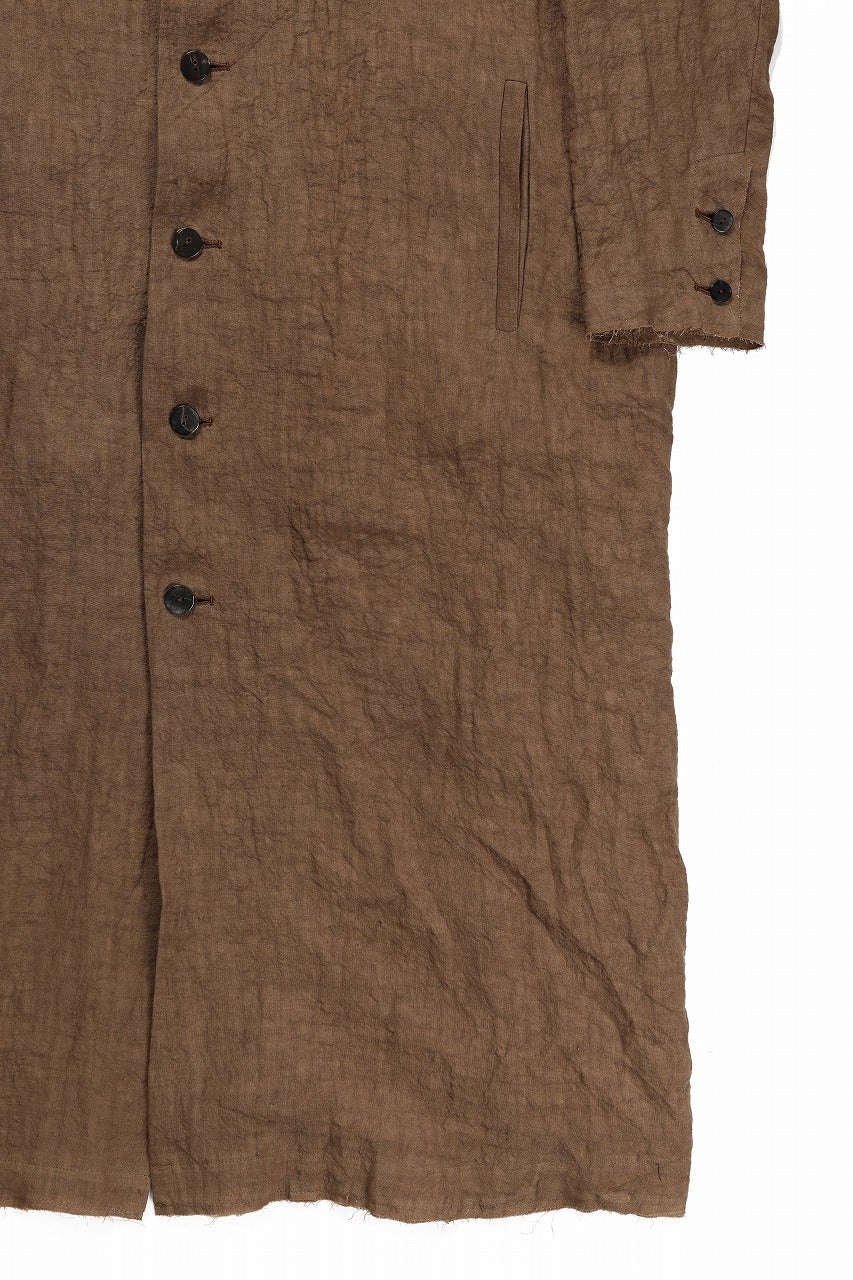 kujaku kakishibu-dyed mao collar long coat / C-698 (kakisibu)
