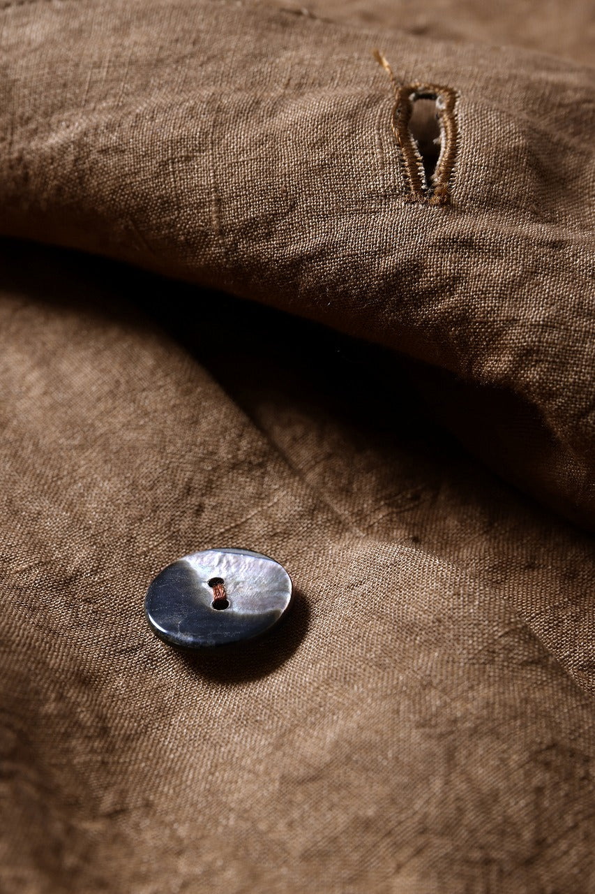 kujaku kakishibu-dyed mao collar long coat / C-698 (kakisibu)