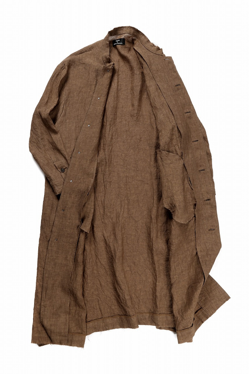kujaku kakishibu-dyed mao collar long coat / C-698 (kakisibu)