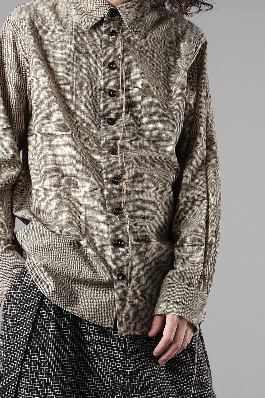 画像をギャラリービューアに読み込む, A TENTATIVE ATELIER exclusive Alvin BLOCK PRINT SHIRT (BLACK BEIGE)