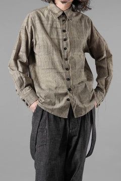 画像をギャラリービューアに読み込む, A TENTATIVE ATELIER exclusive Alvin BLOCK PRINT SHIRT (BLACK BEIGE)