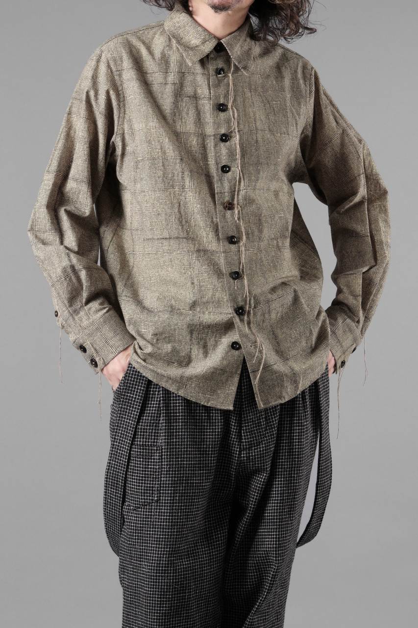 画像をギャラリービューアに読み込む, A TENTATIVE ATELIER exclusive Alvin BLOCK PRINT SHIRT (BLACK BEIGE)