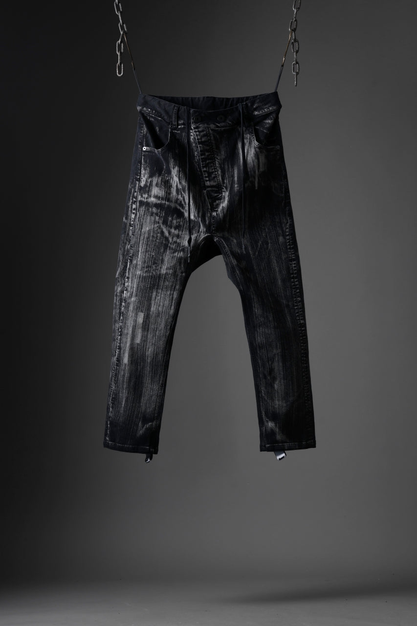 11 BY BORIS BIDJAN SABERI LOW CROTCH BAGGY PANTS / OBJECT DYED & USED EFFECT "P4C-F1481" (BLACK)