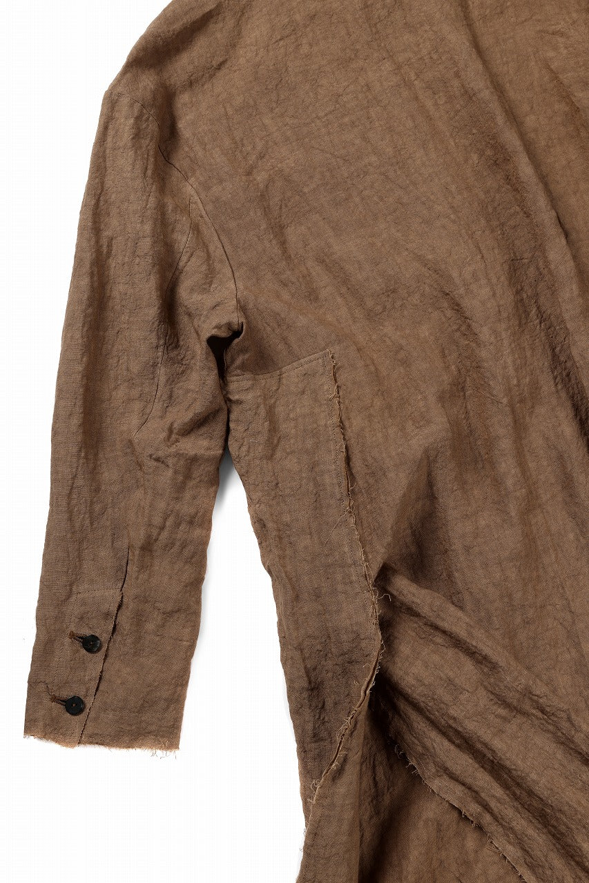 kujaku kakishibu-dyed mao collar long coat / C-698 (kakisibu)