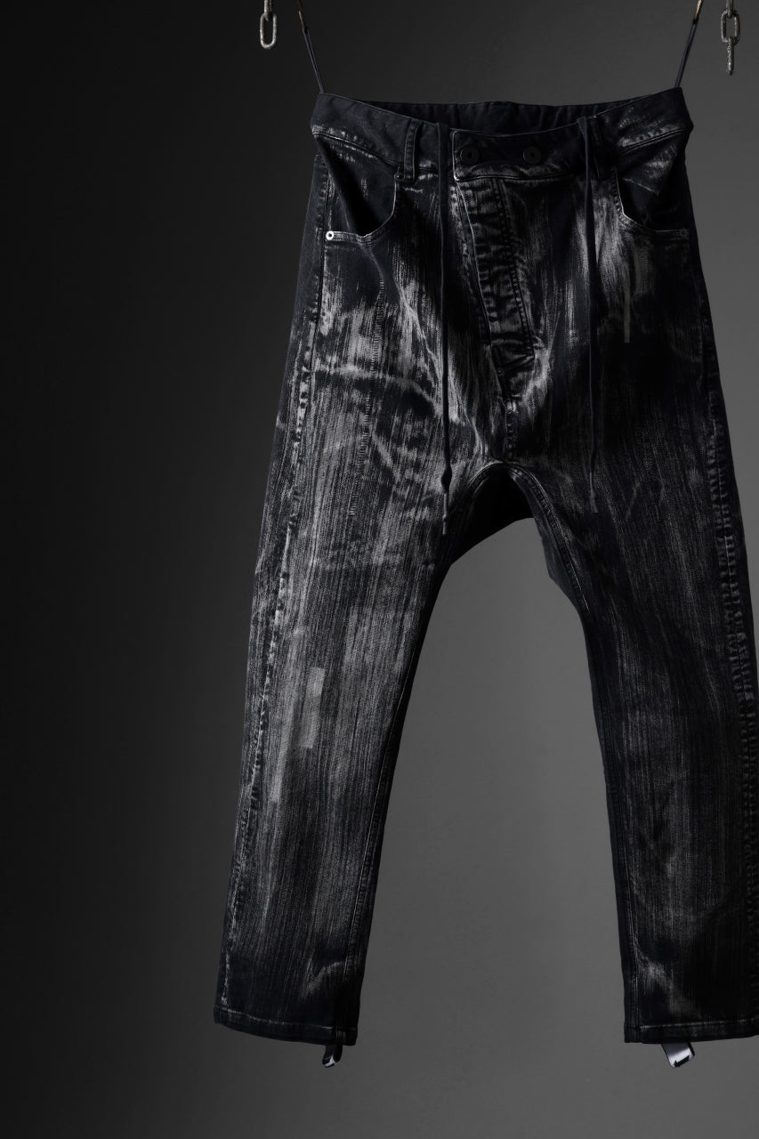 11 BY BORIS BIDJAN SABERI LOW CROTCH BAGGY PANTS / OBJECT DYED & USED EFFECT "P4C-F1481" (BLACK)