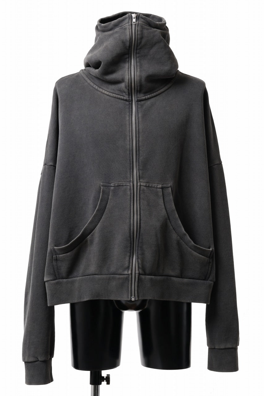 entire studios FULL ZIP SWEAT PARKA (WASHED BLACK)