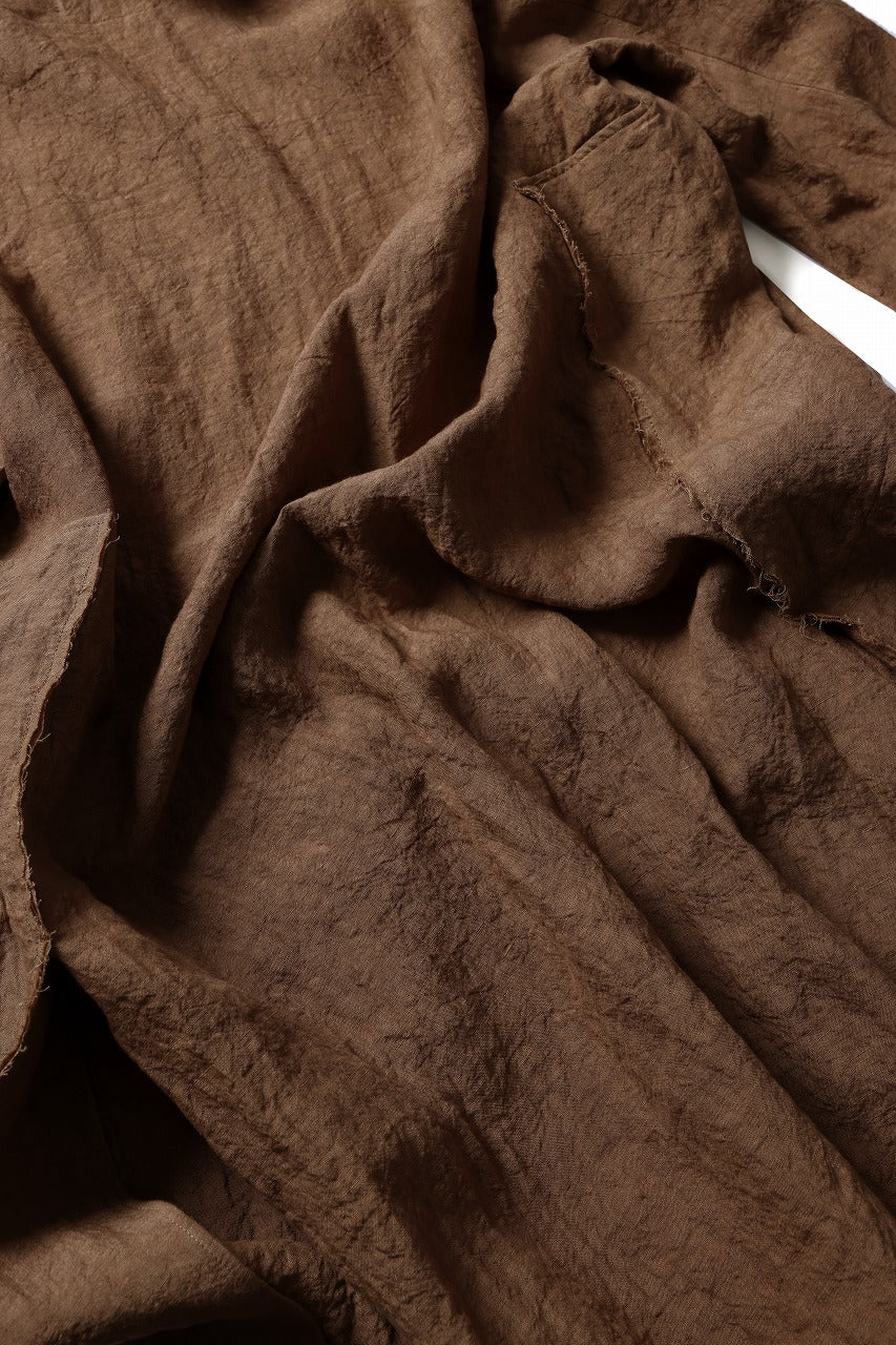 kujaku kakishibu-dyed mao collar long coat / C-698 (kakisibu)