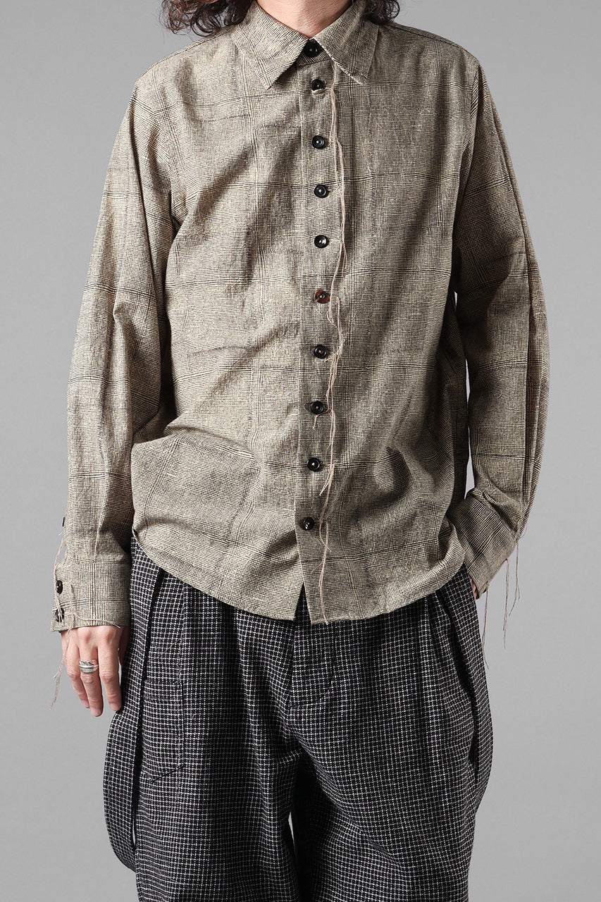 画像をギャラリービューアに読み込む, A TENTATIVE ATELIER exclusive Alvin BLOCK PRINT SHIRT (BLACK BEIGE)