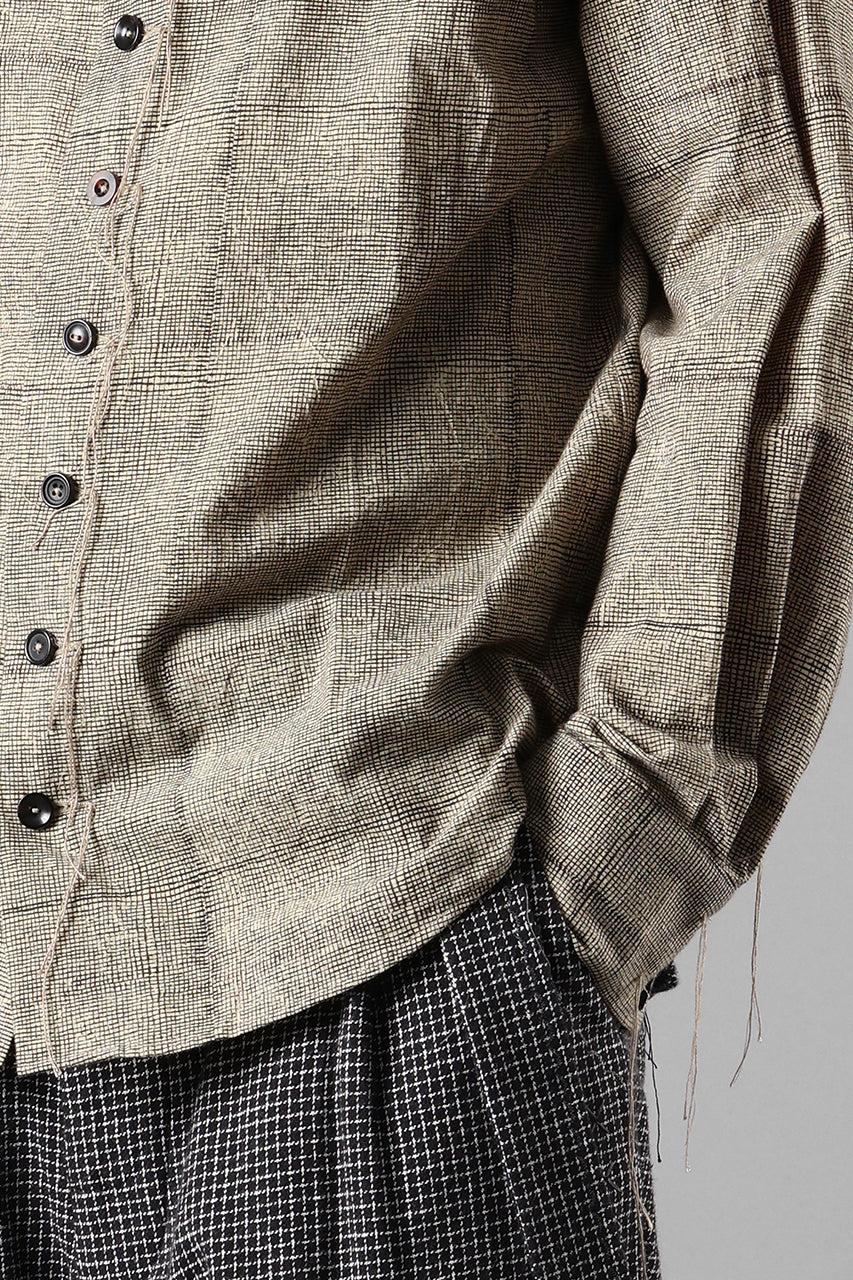 画像をギャラリービューアに読み込む, A TENTATIVE ATELIER exclusive Alvin BLOCK PRINT SHIRT (BLACK BEIGE)