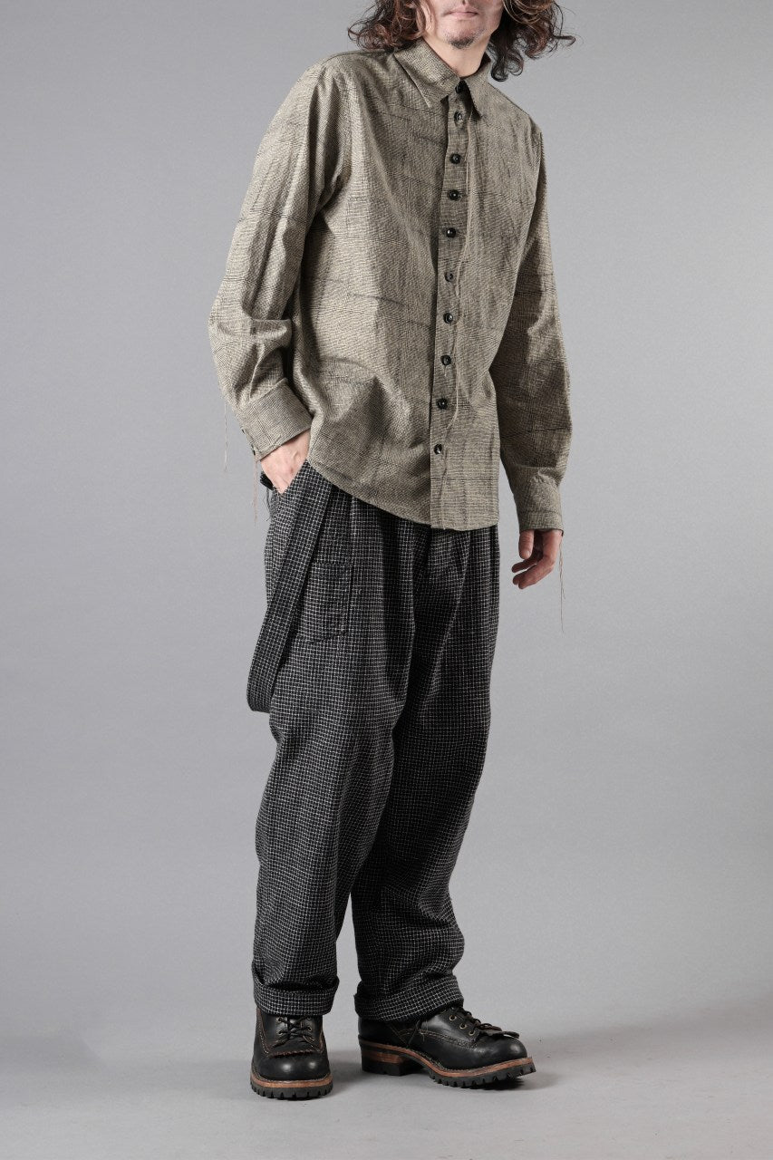 画像をギャラリービューアに読み込む, A TENTATIVE ATELIER exclusive Alvin BLOCK PRINT SHIRT (BLACK BEIGE)