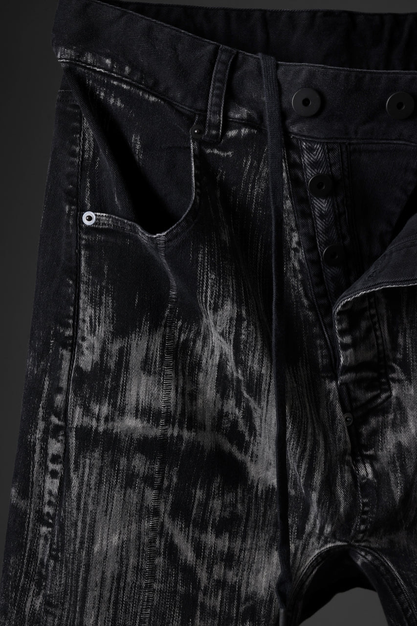 11 BY BORIS BIDJAN SABERI LOW CROTCH BAGGY PANTS / OBJECT DYED & USED EFFECT "P4C-F1481" (BLACK)