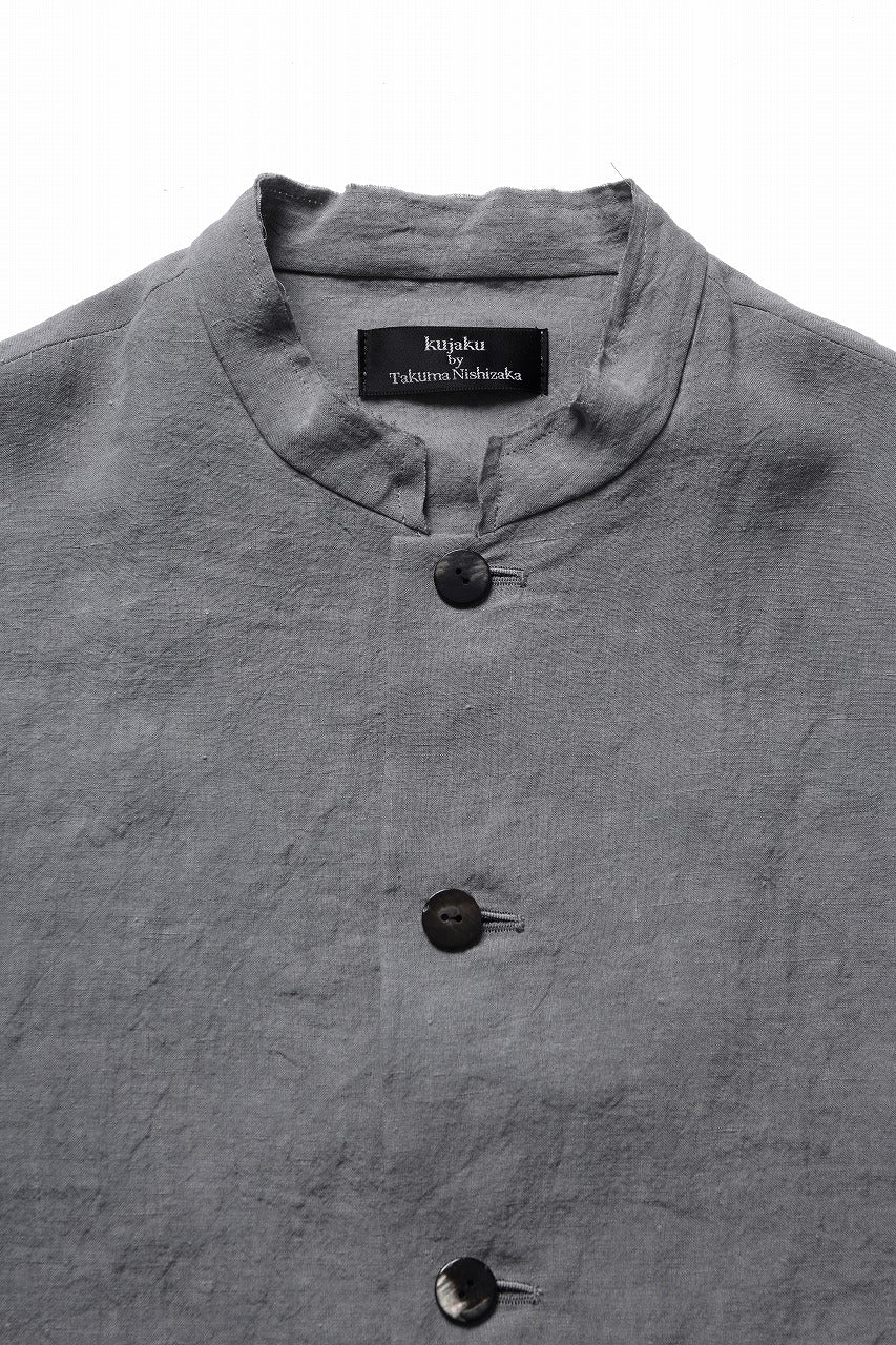 kujaku sumi-dyed mao collar long coat / C-698 (charcoal)