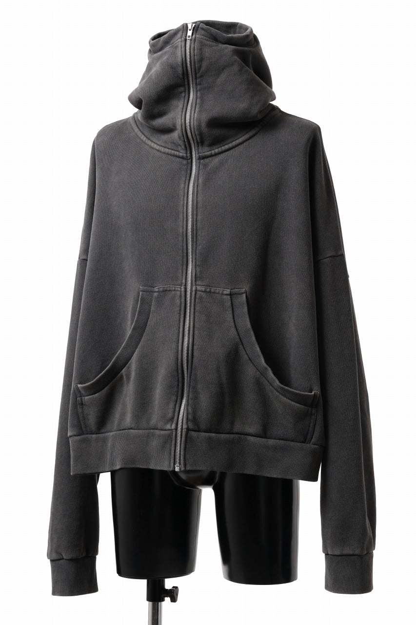 entire studios FULL ZIP SWEAT PARKA (WASHED BLACK)