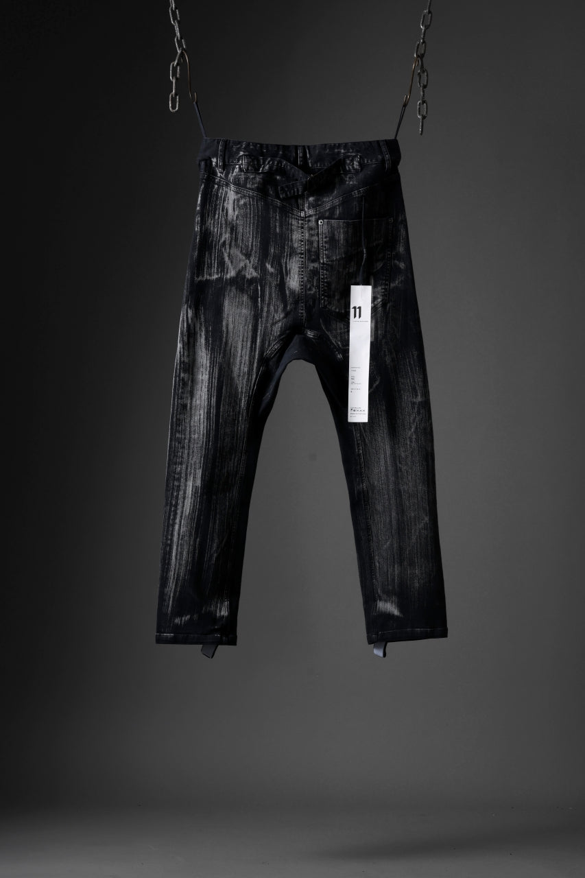 11 BY BORIS BIDJAN SABERI LOW CROTCH BAGGY PANTS / OBJECT DYED & USED EFFECT "P4C-F1481" (BLACK)